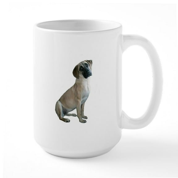CafePress - Black Mouth Cur #1 Large Mug - 15 oz Ceramic Large White Novelty Mug