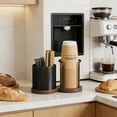 thumbnail image 6 of QAZbgdl Coffee Cup and Lid Holder Stand | Wooden Paper Cup Organizer with Straw Storage | Countertop Coffee Bar Accessory for Kitchen, Office, Restaurant, Home | 1 Pack, Metal Base, 6 of 6