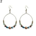 thumbnail image 2 of Yesbay Bohemian Big Circle Wooden Beads Hook Earrings Women Ethnic Faux Turquoise Jewelry, 2 of 7