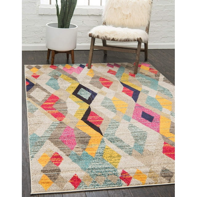 Unique Loom Sedona Collection Southwestern, Distressed, Over-Dyed, Modern, Tribal, Abstract Area Rug, 10 Feet 6 Inch x 16 Feet 5 Inch, Multi/Beige