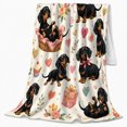 thumbnail image 2 of Whimsical Watercolor Dachshund Dog Pink Heart Pattern, Playful Food Art Scene, Warm Flannel Blanket for Living Room and Reading Nook, Dog Lovers Friendship Gift, Pet Lover Home Decor, 2 of 9