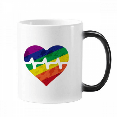 

Heart Electron LGBT Rainbow Changing Color Mug Morphing Heat Sensitive Cup With Handles 350 ml