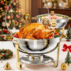 Warmounts Gold Chafing Dish Buffet Set, 5QT, 2-Pack