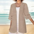 thumbnail image 2 of TINZ Casual Jacket Dailywear V Neck Solid Color Comfortable Designer Outerwear Open Front Summer Plus Size Short Sleeve Shirts Blouses Womens Button down Long Sleeve Cardigan Cardigan Sweatshirt, 2 of 5