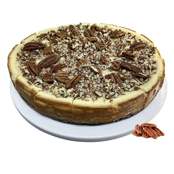 Fresh Made in Traditional Way Delicious-Decadent Gourmet Sugar Free Caramel Pecan Cheesecake 9" & Greeting Card, Birthday Valentine Christmas Mothers Fathers Day Anniversary - 2 lbs