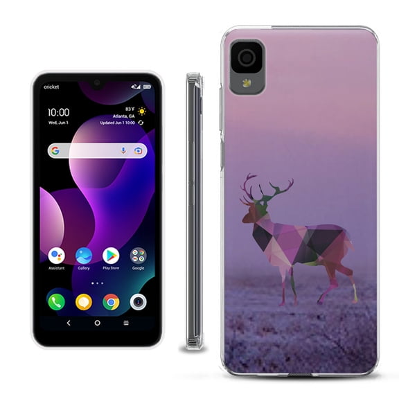 Slim-Fit Gel TPU Phone Case for TCL 30Z / 30 Z / 30 LE, by OneToughShield ® - Deer/Polygon