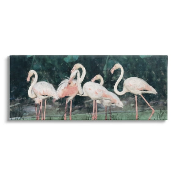 Stupell Industries Flamingos In Green Nature Swamp Animals & Insects Painting Gallery Wrapped Canvas Print Wall Art