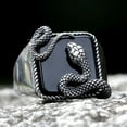 thumbnail image 2 of ZMY Home Stainless Steel Black Gemstone Ring - Serpent Carving Design Snake Band Jewelry (11), 2 of 6
