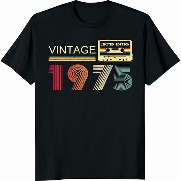 Greenink Funny Vintage 1975 50 Years Old T Shirts for 50th Birthday Gifts for Men Women Tshirt Crew Neck Short Sleeve Tees
