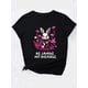 thumbnail image 3 of Easter Rabbit & Mushroom Print Casual Sports Tee, Fashionable Short Sleeves Workout T-shirt Top, Women's Activewear, 3 of 7