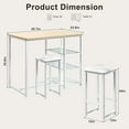 thumbnail image 2 of VECELO Bar Table and Chair Set, Dining Tables with 2 Bar Stools, Kitchen Counter with 3 Tier Storage Shelves, Counter Height Dining Tables & Chairs for Kitchen, Living Room, Natural&White, 2 of 11