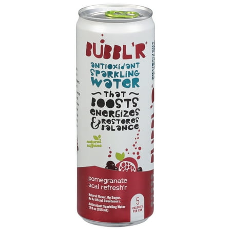 BUBBL'R Antioxidant Sparkling Water, pomegranate acai refresh'r, 12 fl oz Can