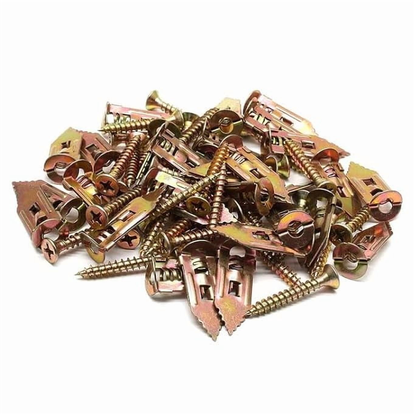 120pcs Self Drilling Drywall Anchors with Screws Kit, Zinc Plated Steel Ancors and Screws for Heavy Duty Cabinets, Shelves, Furniture, No Need to Drill Holes in Wall (3 Sizes)