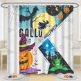 thumbnail image 1 of Rideau de Douche d'Halloween Vibrant avec Sorcière, Citrouilles et Chauves-Souris - Style Rétro, 1 of 4