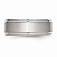 thumbnail image 3 of Stainless Steel Polished With Brushed Center 8mm Ridged Edge Band (Size 11) Made In China sr24-11, 3 of 4