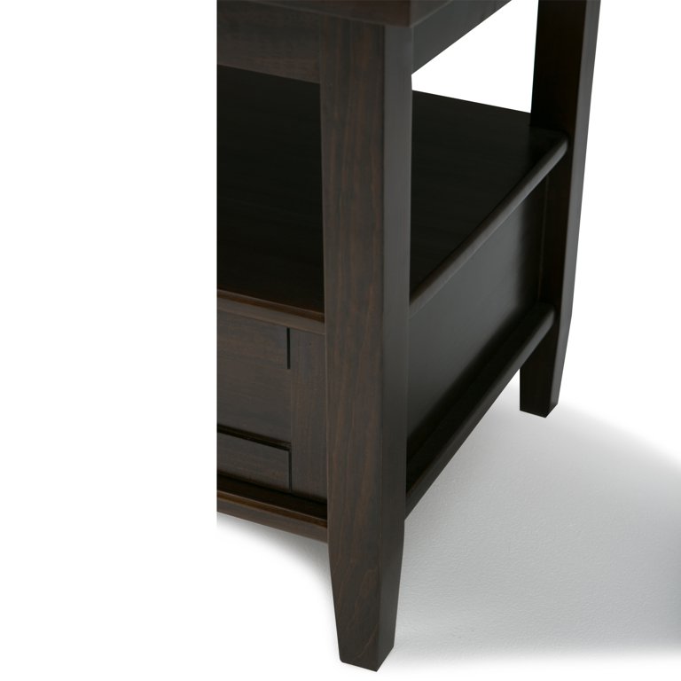 WyndenHall Norfolk SOLID WOOD 20 inch Wide Rectangle Transitional End Side  Table - 20 inch Wide Tobacco Brown Lacquer, Stained