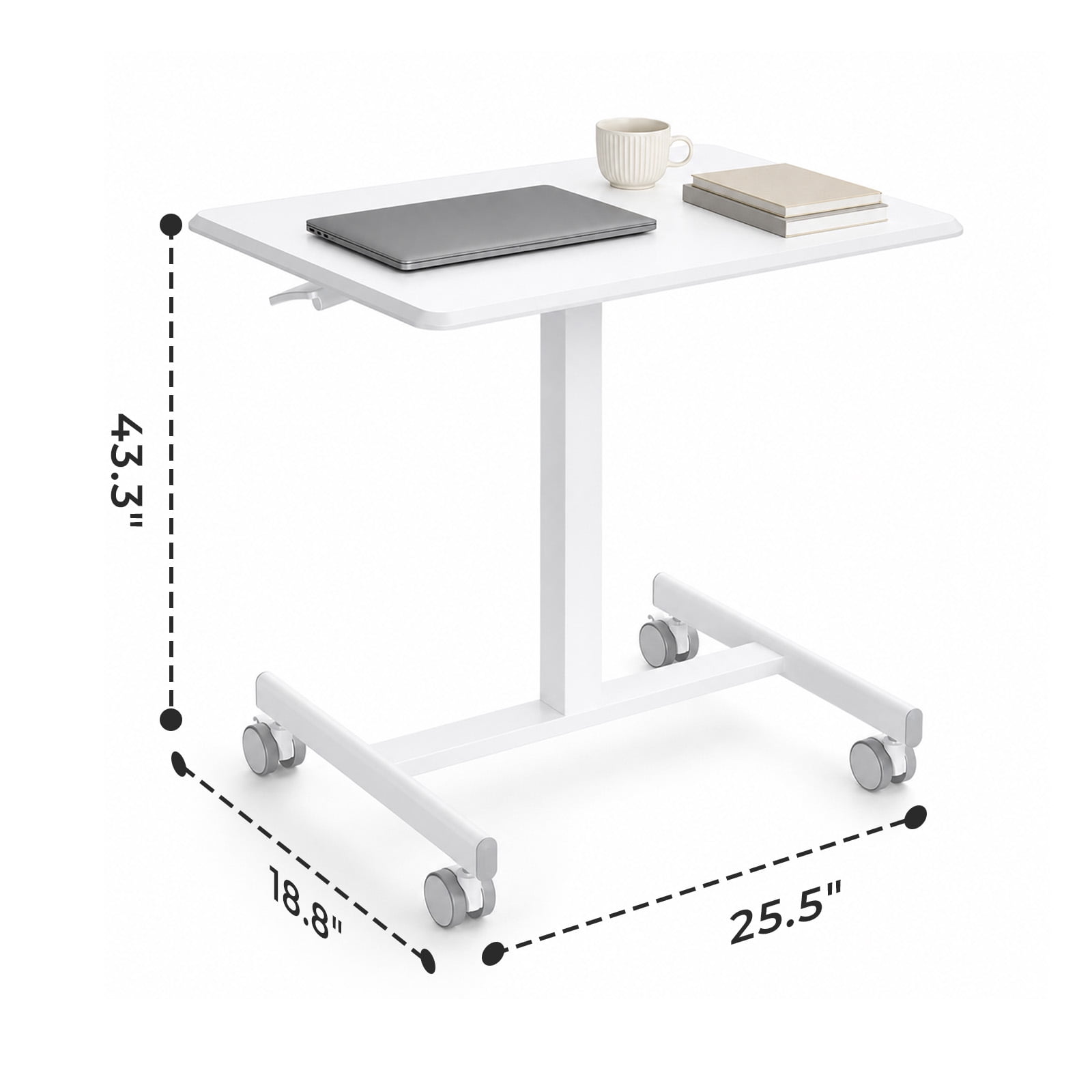 Alvantor Mobile Rolling Desk with Wheels Adjustable Height, Portable Rolling Laptop Desk with 2 Lockable Wheels, Adjustable Height Computer Workstation for Home Office