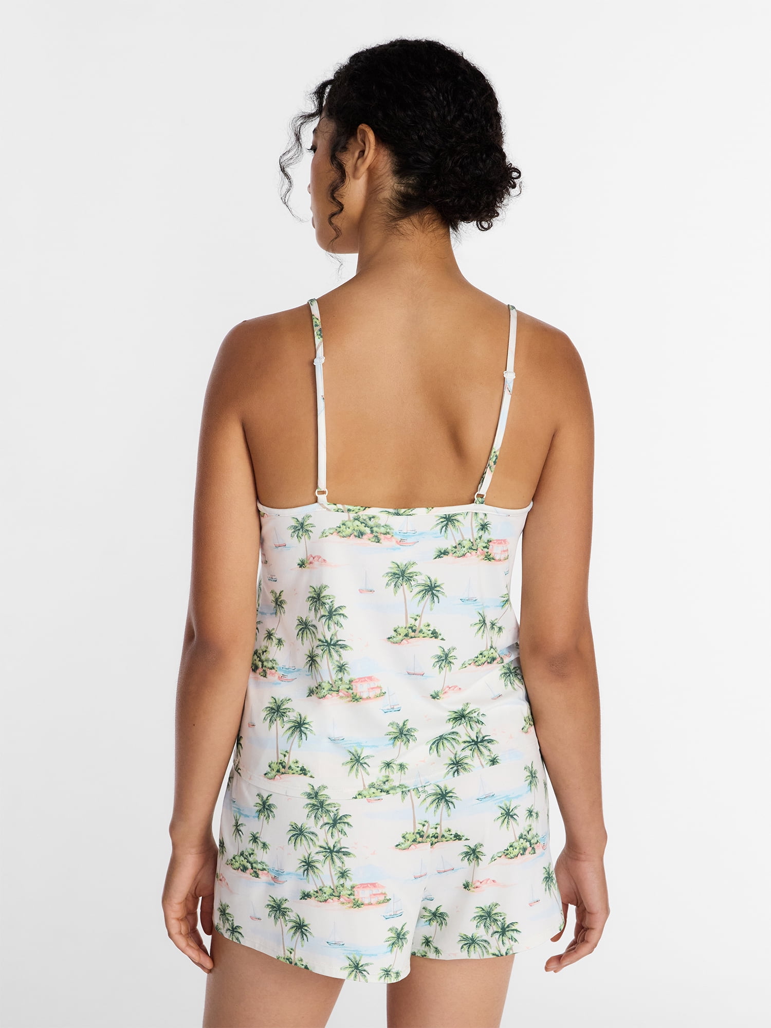 Joyspun Women’s Dreamy Soft Collection Lace Trim Knit Cami and Shorts Set, Sizes XS-3X