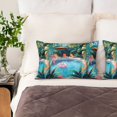 thumbnail image 3 of Pofeuu Tropical Poolside Relaxation Print Satin Pillowcase for Hair and Skin Pillow Cases, Silk Pillow Cases, Soft Cooling Pillow Covers, 20x30 Inches（Pillow core not included）, 3 of 7