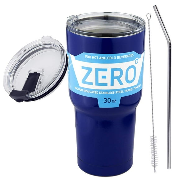 Stainless Steel Tumbler with Lid, Double Wall Vacuum Insulated Travel Mug for Hot and Cold Drink by Zero Degree (30oz Bundle Blue)