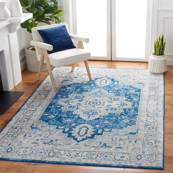 SAFAVIEH Brentwood Dimas Oriental Area Rug, Navy/Gray, 3' x 5'