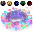 thumbnail image 1 of Cadena de luces LED multicolor, 10 m, 100 LED, 8 modos, resistente al agua, control remoto, perfecta para decoración interior y exterior, Navidad, fiestas, 1 of 8