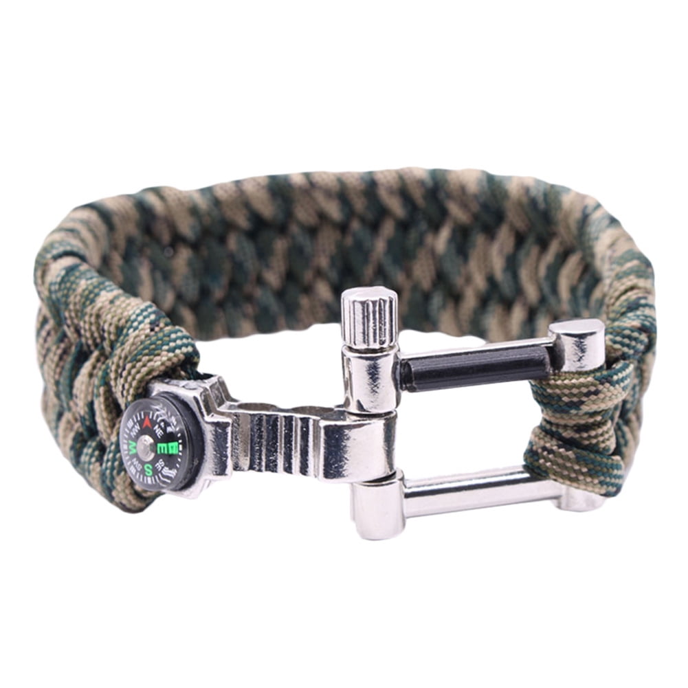 1pc Silver Alloy Camping Paracord Bracelet Pip Adjustable Hiking Shackle Buckle 