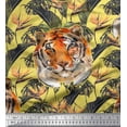 thumbnail image 1 of Soimoi Crepe Silk Fabric Tropical Leaves & Tiger Face Jungle Print Sewing Fabric Yard 42 Inch Wide, 1 of 1