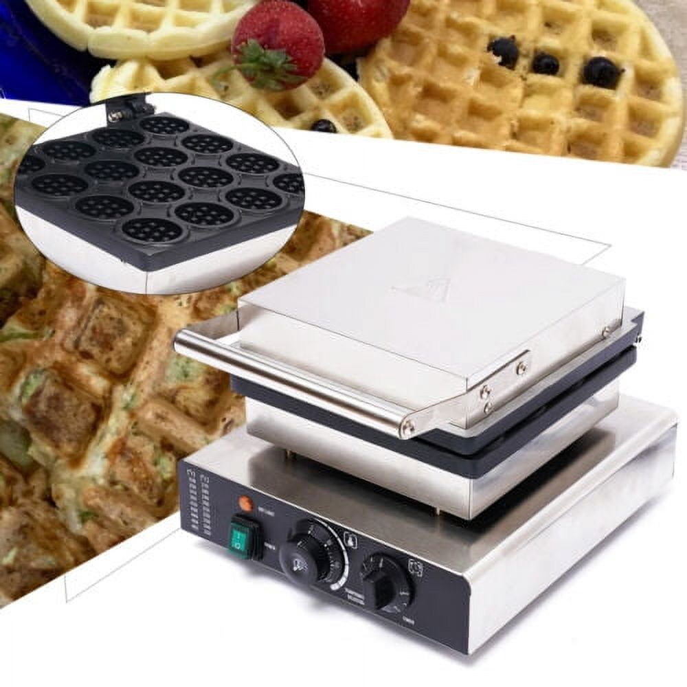 Electric Mini Belgian Waffle Maker Nonstick 16-Grid Round Waffle Baking Machine