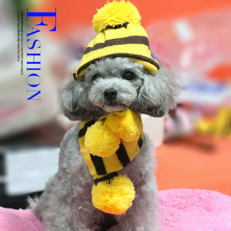 HURRISE 6Pcs/Set Autumn Winter Dog Pets Hat + Scarf + Leg Warmer Cute Clothes Costume