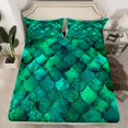 thumbnail image 2 of jejeloiu Fish Scales Queen Sheet Sets,Ocean Animal Mermaid Flat Sheet,Green Retro Print Queen Fitted Sheet For Teens,Ultra Soft Home Decor,4 Pieces, 2 of 7