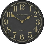Gray & Gold Large Wall Clock | Beautiful Color, Silent Mechanism, Made in USA
