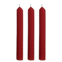 3 Set 100% Pure Natural Handmade Beeswax Honeycomb Hand Rolled Unscented Tapers Candles (1" x 8") Red