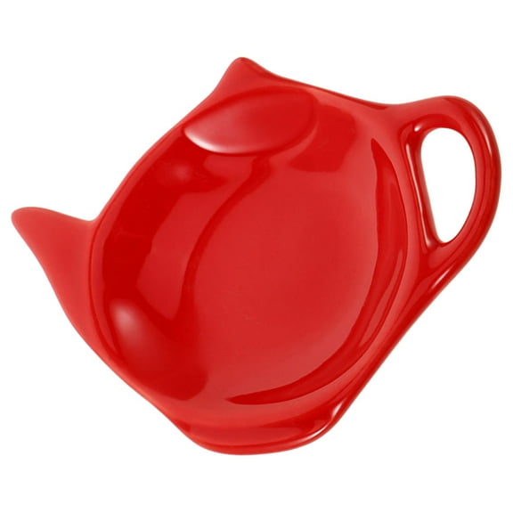 NICEXMAS Tea Bag Rest Tea Bag Coaster Ceramic Red 1Set