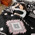 thumbnail image 4 of Castle Fairy Tribal Aztec Bedding Comforter Set,Black Pink Queen Bedding Sets, 4 of 8
