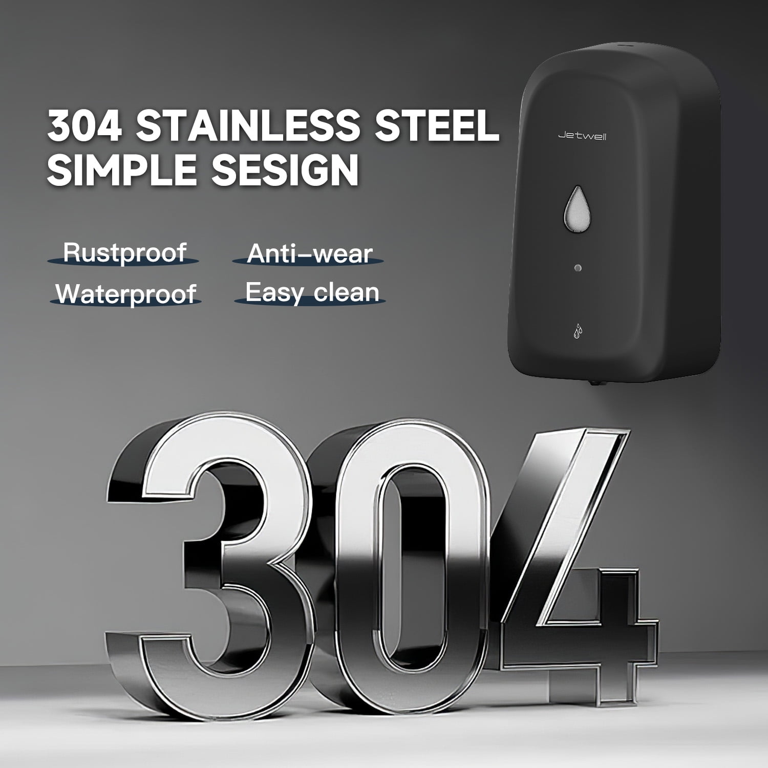 JETWELL Wall-Mounted Matte Black Liquid Drop 34 oz Soap & Lotion Dispenser