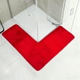 thumbnail image 5 of Plush L-Shaped Bathroom Mat 120x120cm Non-Slip Absorbent Quick Dry Corner Rug Kitchen Bath Tub Shower Mat Machine Washable Microfiber, 5 of 5