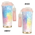 thumbnail image 2 of Stainless Steel Coffee Cup 7.7×2.6×3.5in Tapered Design Nylon Woven Wrist Strap Portable Durable Cup Bottom With Non-Slip Sticker White Tie-Dye Background Rainbow Colors_2, 2 of 8