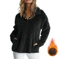 thumbnail image 2 of Xdegoge Sherpa Sweater Women Fleece Pullover Sweatshirts Quarter Button Collared Shirts Warm Long Sleeeve Tops, 2 of 10