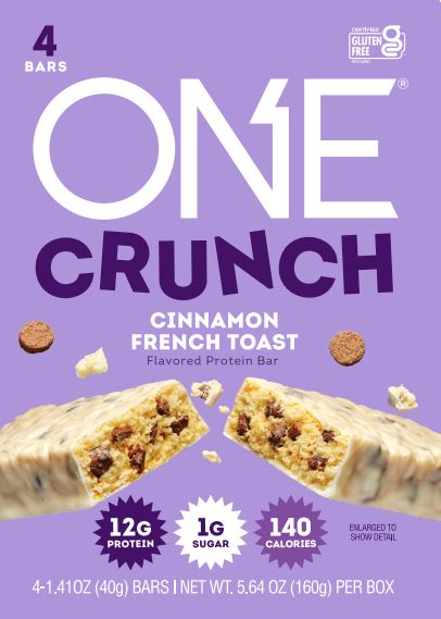 One Crunch Protein Bar, Cinnamon French Toast, 12g Protein, 4 Ct - image 4 of 7