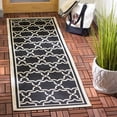 thumbnail image 3 of SAFAVIEH Courtyard Allison Geometric Bordered Indoor/Outdoor Runner Rug, 2'4" x 14', Black/Beige, 3 of 11