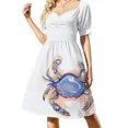 thumbnail image 2 of Vestido de manga corta de cangrejo azul, ropa de mujer, vestido de noche para mujer, 2 of 8