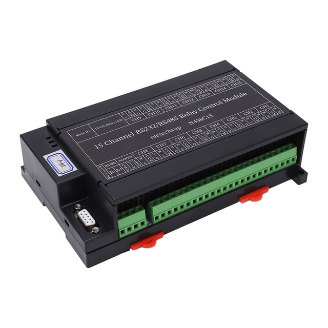 Módulo de control de relé 15 canales RS485 RS232 PLC DO PC UART Serial Switch Board DC24V, módulo de placa de interfaz de relé