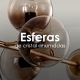 thumbnail image 4 of Lámpara colgante VINTAGE Ilios Innova Lámpara colgante barra de 6 luces DORADA esferas de cristal ahumadas, 4 of 7