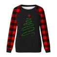 thumbnail image 4 of Womens Christmas Buffalo Plaid Shirt Raglan Long Sleeve Tops Crew Neck Sweatshirt Loose Plus Size Holiday Outfit (S, Red 04), 4 of 4