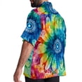 thumbnail image 3 of tie dye101 Men's Casual Printed Button Down Short Sleeve Poplin Hawaiian Beach Shirt with Spread Collar Tops, 3 of 6