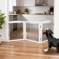 thumbnail image 6 of Freestanding Foldable Dog Gate for House Extra Wide Wooden White Indoor Puppy Gate Stairs Doorways Pet Gate Tall Dog Fence 3 Panels Fence, 6 of 6