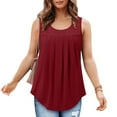 thumbnail image 4 of Mrat Lightweight Camisoles Women's Fashion Solid Color Squares Neck Comfortable Loose T-Shirt Sleeveless Blouse Casual Tops Flowy Tank Tops for Women S-197 Wine XL, 4 of 7