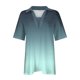 thumbnail image 5 of Tops Cortos para las Mujeres Blusas Impresas de Gradiente Camiseta de Manga Corta con Cuello de Vuelta, Tops de Blusa para las Mujeres Casual, 5 of 5