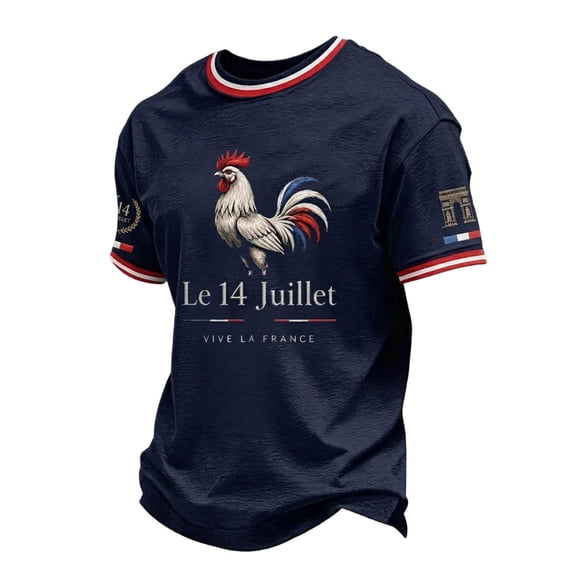 Mens Golf Shirts France National Day Patriotic Short Sleeve Beach Essentials for Men,Navy,L